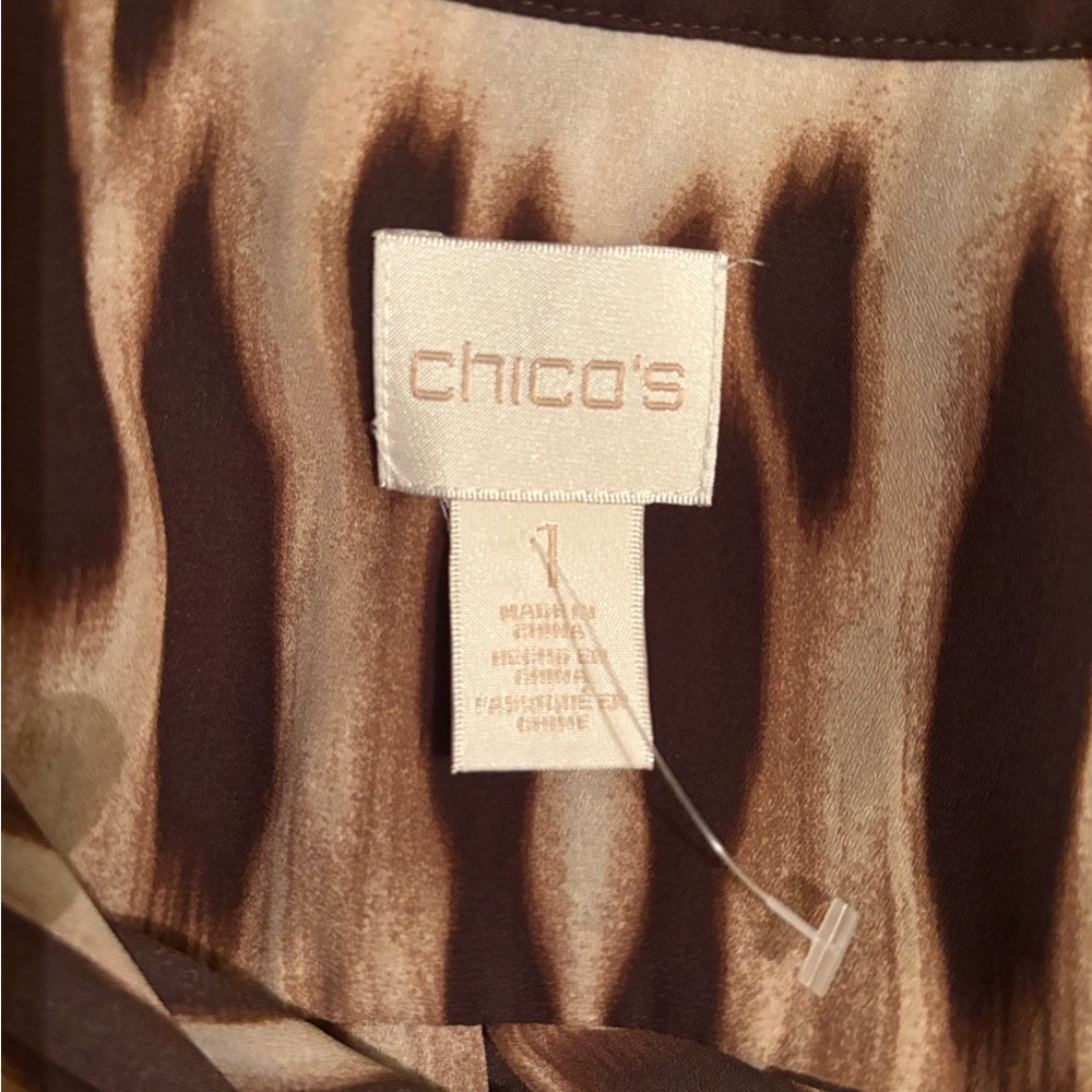 Chico's Brown and Coral Animal Print Tunic Top - Picture 7 of 11
